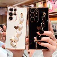 [Beike electronic] ชุบ Love สร้อยข้อมือสายรัดข้อมือสำหรับ Samsung Galaxy S22 S21 Ultra S20 FE A53 A52 A52S A13 A12ซิลิโคนกันกระแทกฝาครอบ