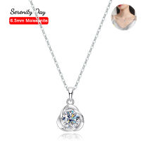 Serenty Day 100 S925เงินสเตอร์ลิงคอจีนแผ่น Pt950เครื่องประดับ D สี6.5มม. 1กะรัต Moissanite จี้สร้อยคอผู้หญิง