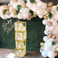 【DT】hot！ Gold Customize Name Transparent Baby Shower 1st Birthday Decorations Kids Wedding