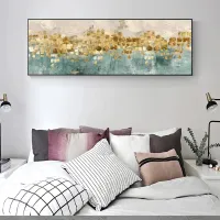 Modern Abstract Oil Painting on Canvas Posters and Prints Wall Art Golden Money Beach Pictures for Living Room Decor No Frame