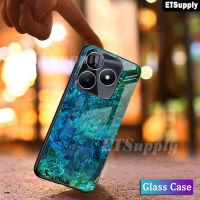 สำหรับ Realme C53 C51เคสโทรศัพท์แบบแข็ง HP เคสป้องกันกระจกนิรภัยสำหรับ Realme C51 C53ใส่โทรศัพท์ด้านหลังกระจกกระจกนิรภัยหินอ่อนมรกตป้องกันเคสกันกระแทกอ่อน