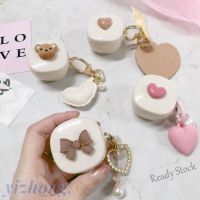 【hot sale】 ❅ C02 Baseus WM01 WM02 Earphone Case Beige Color Bowknot Love Heart Sticker Soft TPU Shockproof Earphone Cover with Anti-lost Pendant Buckle Wireless Earbuds Protective Case