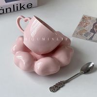 Genuine Original High-end Niche Design Cream Love Hand Cup Ceramic Mug Coffee Cup Saucer Girls Afternoon Tea Set