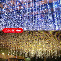 Icicle Fairy Twinkle ไฟน้ำแข็งกลางแจ้ง,13.1ft 120 Leds ไฟสายแบบหยดน้ำแข็ง Ip44กันน้ำเทพนิยายไฟกระพริบพร้อมไฟสายปรับได้8โหมดสำหรับตกแต่งในวันหยุด