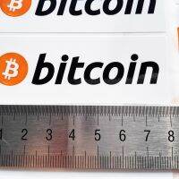 160pcs 8x3cm Bitcoin Logo Label Glossy Art Paper Stickers Surface Laminated Cryptocurrency Fans Publicity Shops BTC Promotion