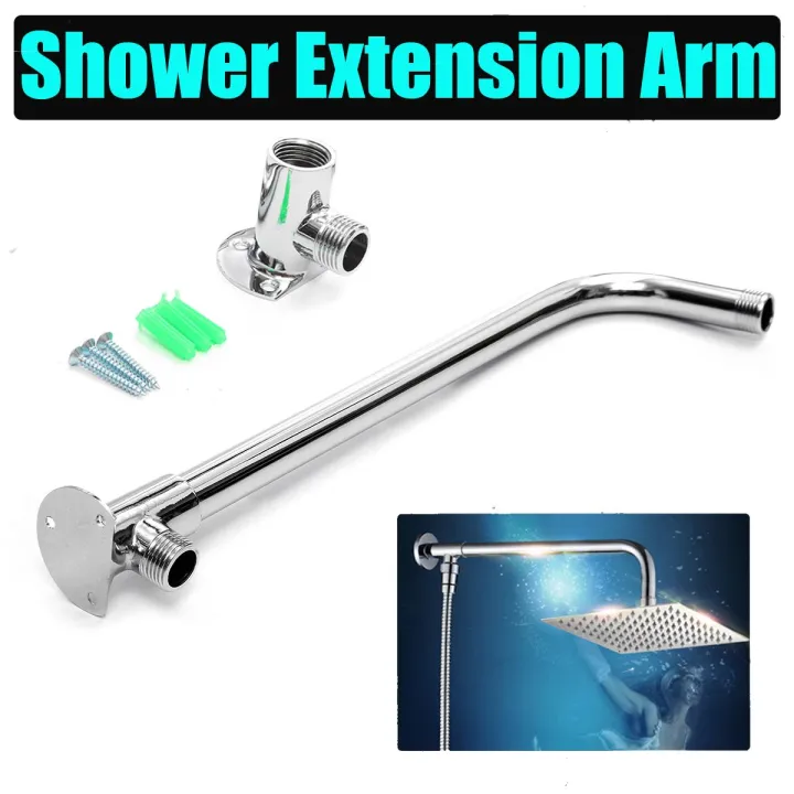 31cm Bathroom Chrome Wall Mounted Shower Extension Pipe Arm For Rain