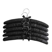 15 Inch Satin Padded Hangers,Silk Hangers for Wedding Dress Clothes,Coats,Suits,Blouse (Black,20 Pack)