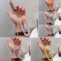 Macaron Color Crystal Bead String Fashion Mobile Phone Lanyard Ins Style Handmade Beaded Anti-Lost Mobile Phone Chain Pendant