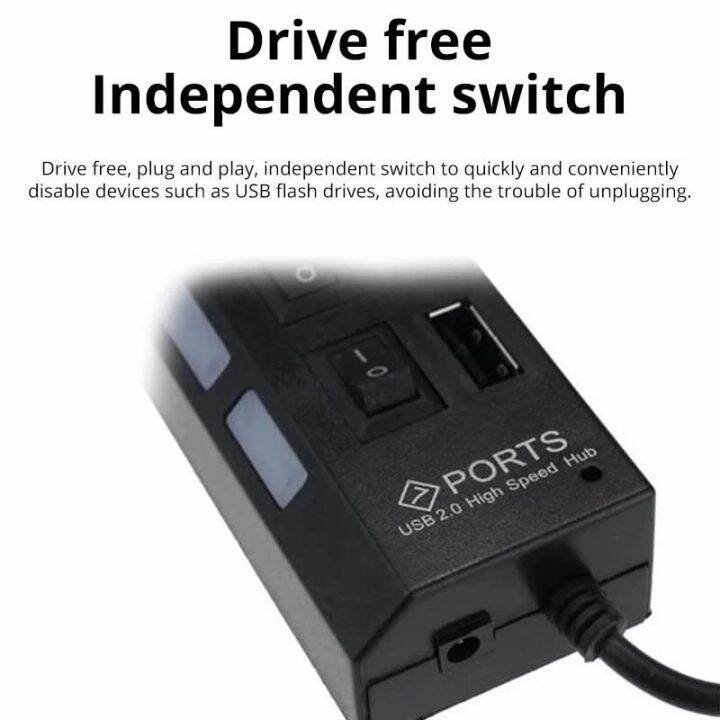 Switch Extension Hub 7Port USB2.0 Hub Computer USB Extension Hub One