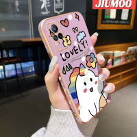 JIUMOO เคสสำหรับ Vivo V21e Y73 2021,เคสการ์ตูนหมีน่ารักดีไซน์ใหม่ขอบสี่เหลี่ยมเคสมือถือบางลายชุบเคสฝาปิดเลนส์เต็มกล้องปกป้องกันกระแทก Softcase