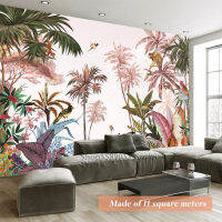 [hot]Dusk Tropical Jungle Wallpaper Custom Size Rainforest Coconut Tree Room Wall Painting Waterproof Contact Wall Paper Home Decor