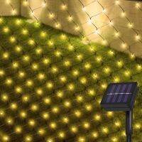 1.5x2M 2X3M LED Solar Net Mesh String Light Christmas Fairy Light Wedding Holiday Garland Light Window Curtain Icicle Light