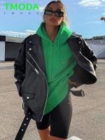 ۞◊▨ T Faux Leather Jackets Loose Coat Female Drop-shoulder Motorcycles Locomotive Outwear With