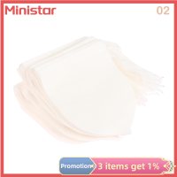 Ministar 100ชิ้นตัวกรองถุงชากระดาษแบบย่อยสลายได้เชือกดึงเป็นมิตรกับสิ่งแวดล้อมแป้งฝุ่นตัวกรองยาสมุนไพร