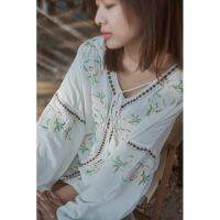 Bohemian blouse/เสื้อโบฮีเมี่ยน/เสื้อผ้าสไตล์แคมป์ปิ้ง/เสื้อฟรีไซส์/เสื้อโอเวอร์ไซส์/เสื้อผ้าผู้หญิง/เสื้อผ้าแฟชั่น