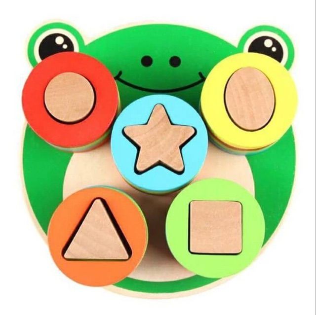 เป็นของเล่น-ของสะสม-โมเดล-ฟิกเกอร์-kids-learning-ของเล่นไม้สวมหลักกบ-5-เสา-สีสันสวยงามสดใส-ของเล่น-ถูก