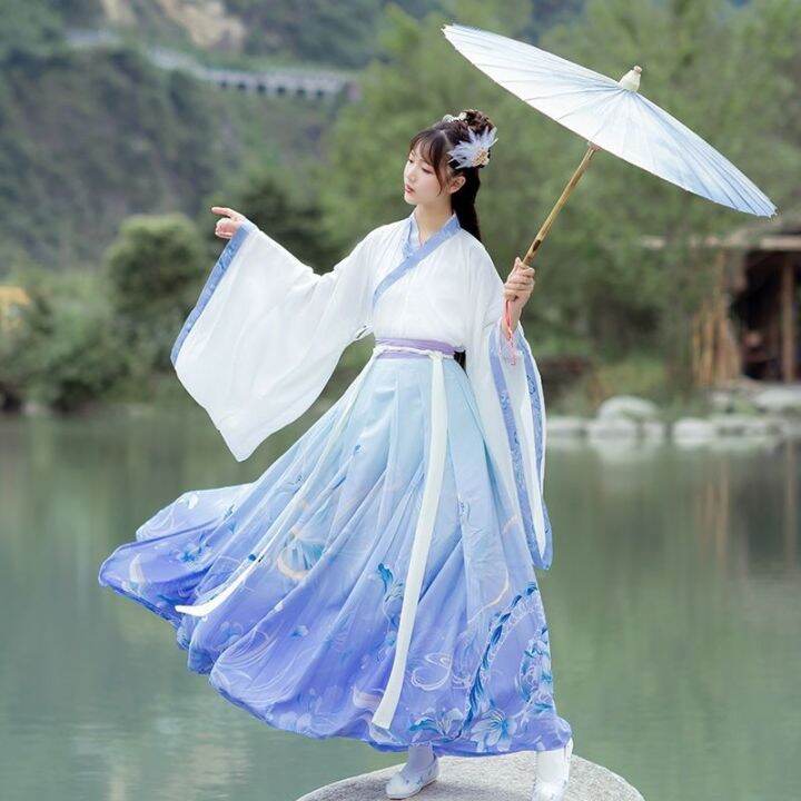 hanfu-กระโปรงยาวเอว-cp-คู่หญิง-เสื้อนักเรียน-hanfu-ผู้ชายและผู้หญิงฤดูใบไม้ผลิและฤดูใบไม้ร่วง