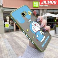 JIUMOO เคสปลอกสำหรับ Samsung กาแลคซี J4 2018 J4บวก2018 J4ลายการ์ตูนโดราเอมอนซุกซนบางขอบสี่เหลี่ยมด้านข้างดีไซน์ใหม่มีน้ำค้างแข็งโปร่งใสกันกระแทกแข็งเคสมือถือคลุมทั้งหมดปลอกซิลิโคนเคสป้องกันกล้องนุ่ม