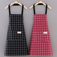 Household Sleeveless Apron Checkered Korean Fashion Waist Waterproof  Oil Proof  and Stain Proof Kitchen Work Restaurant Apron Aprons