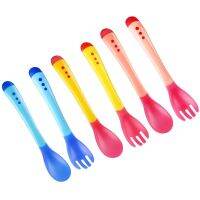 N80C Baby Spoon and Fork Utensil Temperature Sensing Learn to Eat Tableware Bowl Fork Spoon Sets