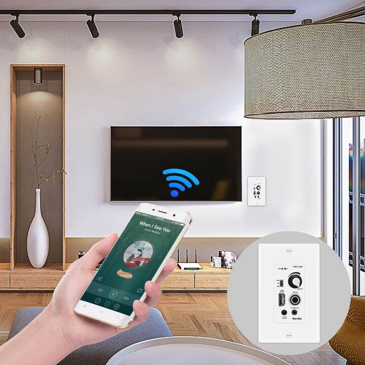 Herdio In Wall Bluetooth Audio Control Amplifier Receiver Wall Plate