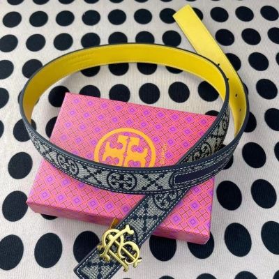 2023 new Tory Burch&nbsp; Monogram Two-sided usable woven jacquard leather 2.5cm wide 100cm long fashion belt