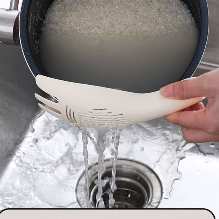taomi-artifact-ช้อนอเนกประสงค์พร้อมแผ่นระบายน้ำเพื่อล้างข้าวติดครัวไม่เจ็บมือเครื่องซักผ้าข้าว