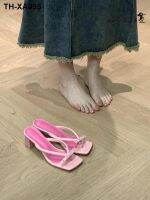 PLOVER woodpecker bowknot cool high-heeled slippers fairy female summer wind niche outside wear thick with flip-flops