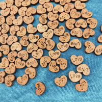 100pcs/pack 15mm Width Button 2 Holes Love Heart Shaped Handmade Natural Wooden For Crafts Scrapbooking DIY Baby Clothing Sewing Decoration Wholesale