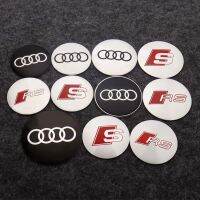 4ชิ้น/ชุดหมวกดุมล้อสติ๊กเกอร์สำหรับ AUDI A4A3A5A6A7 Q3Q5Q7S3 RS S ฝาครอบตรงกลางวางโลโก้ตกแต่งฮับ45มม. 56มม. 60มม. 65มม. 75มม.