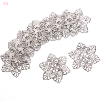 ?【Lowest price】FG 10pcs Filigree Flower wraps Connector โลหะเสน่ห์หัตถกรรม DIY เครื่องประดับการค้นพบ