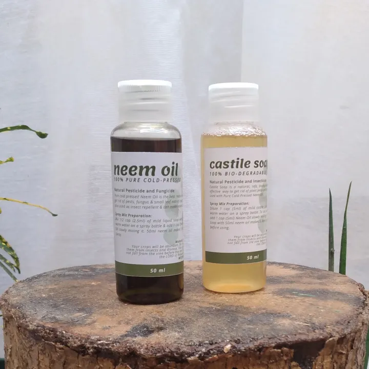 Neem Oil and Castile Soap Combo 50ml / 100 PURE COLDPRESSED NEEM OIL
