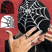 Y2K Knit Spider Web Beanie Designer Hat for Men Women Pullover Pile Cap Winter Goth Warm Beanies Hats New Hip-hop Street Gorro