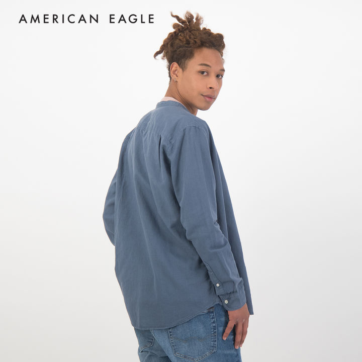 american-eagle-band-collar-linen-button-up-shirt-เสื้อเชิ้ต-ผู้ชาย-nmsh-015-1484-442