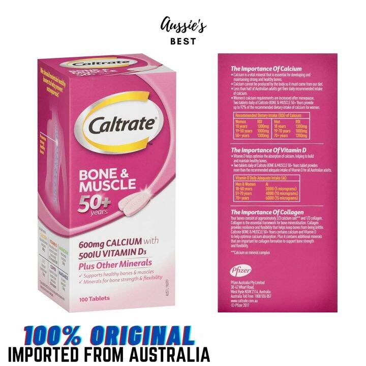 Caltrate Bone And Muscle 50 Years 600mg Calcium With 500iu Vitamin D3 Plus Other Minerals 100