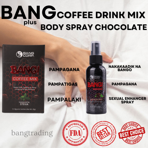 ORIGINAL BANG COFFEE MIX plus BANG BODY SPRAY CHOCOLATE 5 Sachets x