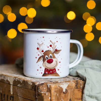 การ์ตูนต้นคริสต์มาสเคลือบแก้วกาแฟที่มีการจัดการถ้วยพรรคแรกเบียร์โคล่าเครื่องดื่มน้ำผลไม้แก้วครัว Drinkware ของขวัญคริสต์มาส