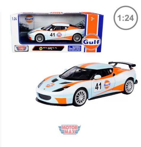 โมเดลรถแข่ง-no-79660-lotus-evora-gt4-41-สีฟ้า-อัตราส่วน-1-24-จำลองเหมือนจริง-ผลิตจากโลหะผสม-diecast-model-ประตูรถเปิดซ้ายขวาได้