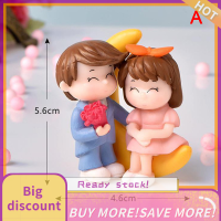 ?【Lowest price】Qearl 1คู่ดวงจันทร์ให้ดอกไม้คู่ Figurine Miniature Garden ตกแต่งอุปกรณ์เสริม