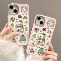 กล่องโลหะชุบสำหรับ IPhone 11 12 13 14 15 PRO MAX 7Plus 8Plus 14Plus XR XS X XSMAX 7 8 SE 2020 Hello Kitty