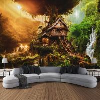 【CW】✔♠☾  Magical Tapestry Trees Wall Hanging Landscape Scenery Room Bedroom Tapiz