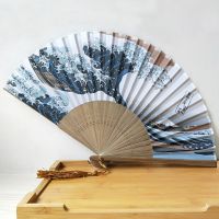 Silk Hand Fan Mount FujiKanagawa Waves Japanese Folding Fan Pocket Fan Wedding Party Decoration Gifts Home Wall Decoration