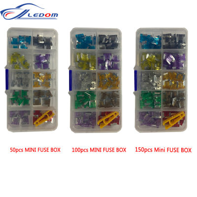 รวมฟิวส์รถ50100150PCS Mini 32V 2.5-35A Assortment ยานยนต์ใบมีดประเภทฟิวส์พร้อมกล่องและคลิป