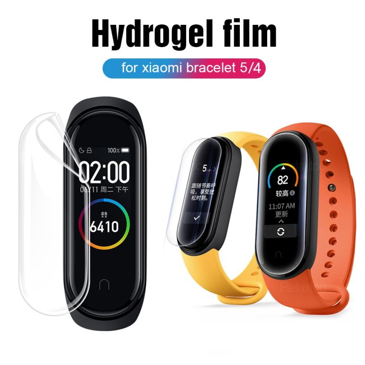 xiaomi-mi-band-5-4-strap-silicone-replacement-band-wriststrap-with-screen-protector-tpu-film-hydrogel-film
