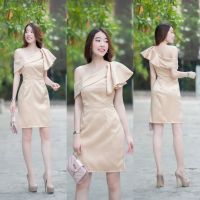 dee-ya shop เสื้อผ้าผู้หญิง Dressออกงาน สีครีม พร้อมส่ง