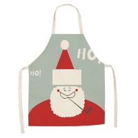 1 Santa Claus Christmas Apron Ladies Cotton Linen Apron Childrens Custom Bib Kitchen Cooking Baking Accessories  Barber Apron