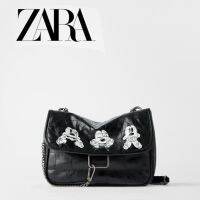 ?ZARAˉ Womens Bag 2022 New Black Rock Soft Shoulder Messenger Bag Rhombus Chain Hobo Bag Trendy