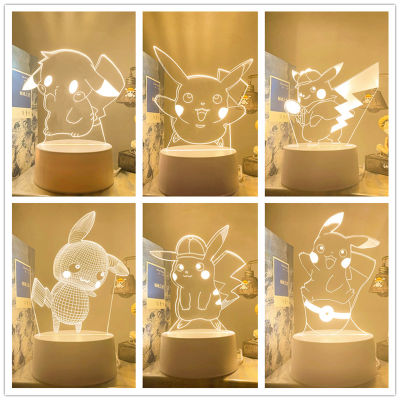 โปเกมอน Pikachu 3D Led ไฟกลางคืนอะนิเมะรูปแบบโคมไฟเด็กห้องนอนตกแต่งของขวัญวันเกิดของขวัญคริสต์มาสสำหรับเด็กของเล่น