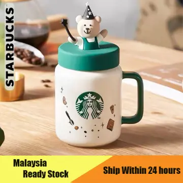 Hot New Limited Edition Starbucks Cute Bear Milk Cup Large Glass Cup Straw  Mug