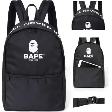Bape, Bags, Bape A Bathing Ape White Logo Black Backpack